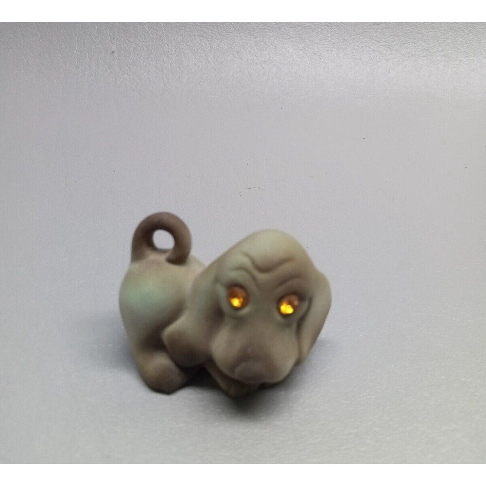 Vintage Roselane Hound Dog Jeweled Eyes California Ceramic Figurine 2" long